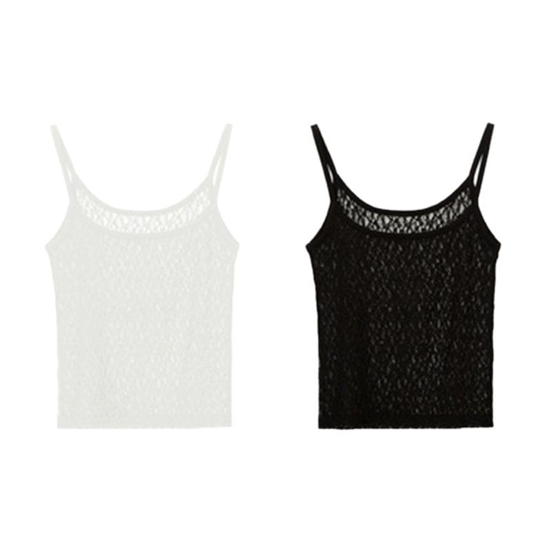 Picture of Simple All-match Seersucker Korean Style Sling Lace Hollow Sling Vest Women's Outer Wearing Comfortable Breathable Vest for Women