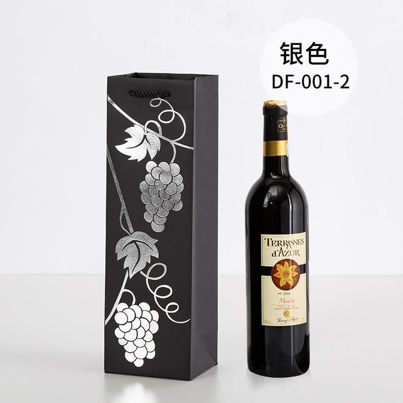 Picture of Red Wine Portable Paper Bag in Stock Hot Stamping Practical Red Wine Gift Packaging Bag Wine Portable Paper Bag Wholesale