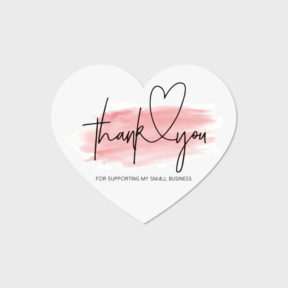 Picture of Cross-border in stock wholesale heart-shaped pink English thank you card coated paper card thank you gift packaging card