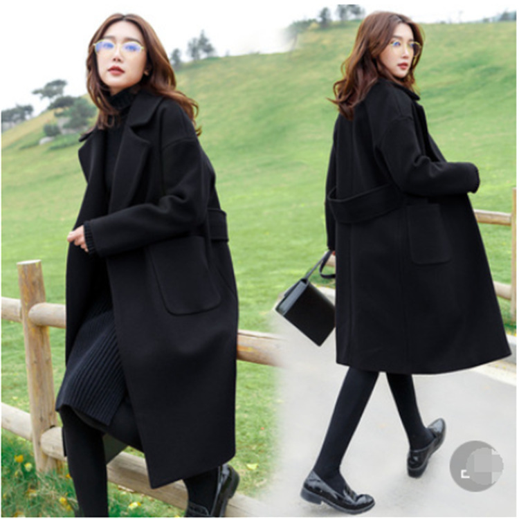 Cotton Thickeneded Woolen Outwear Women's Mid-Length 2025 Autumn and Winter New Loose Large Size Hepburn Style Woolen Outwear