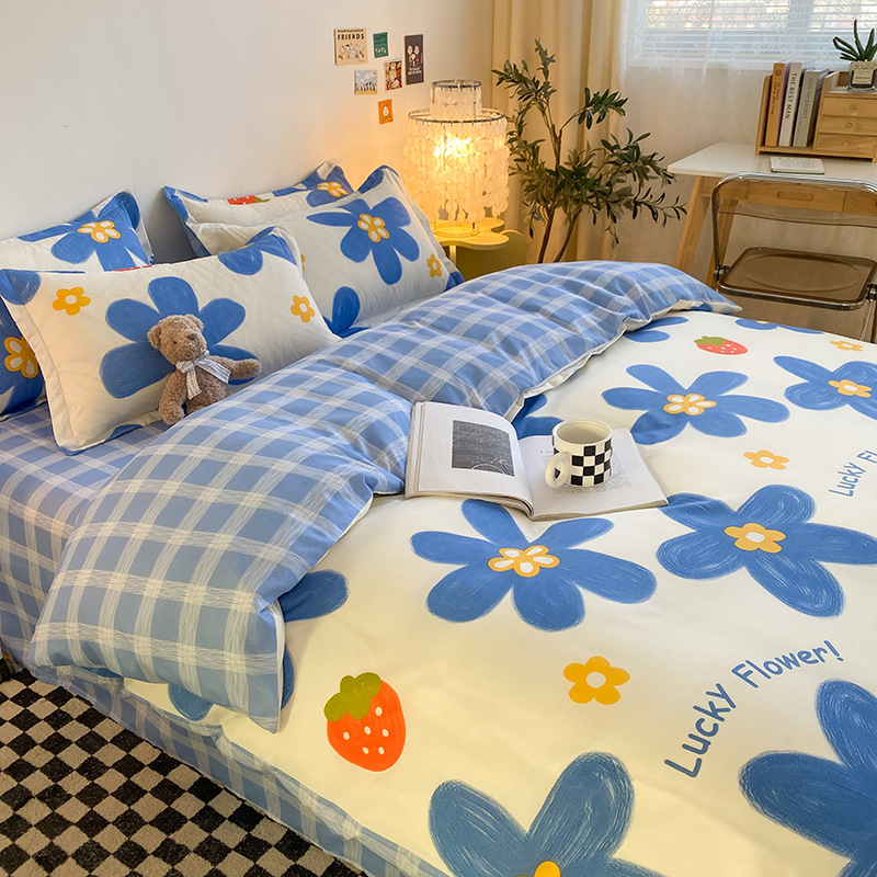 Picture of Four-Piece Brushed Skin-Friendly Thickened Duvet Cover Set, Student Dormitory Three-Piece Quilt Set, Suitable for All Seasons, Internet Celebrity Hot Item