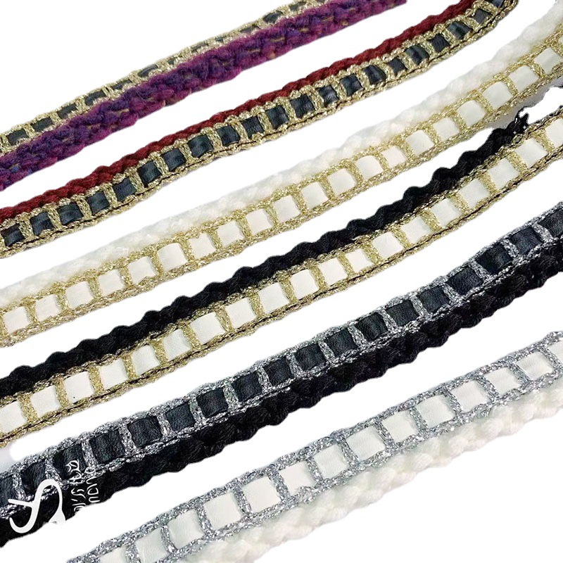 2.0CM Explosions Gold and Silver Line Lace Woven Rope Lace Women's Clothing Accessories Side Strip Small Chanel Style Ribbon
