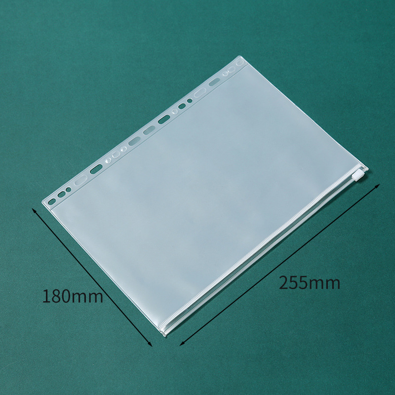 Picture of A5A6A7B5A4 book 6-hole loose-leaf notebook zipper bag bill Hand Book PVC storage bag clip chain pencil case