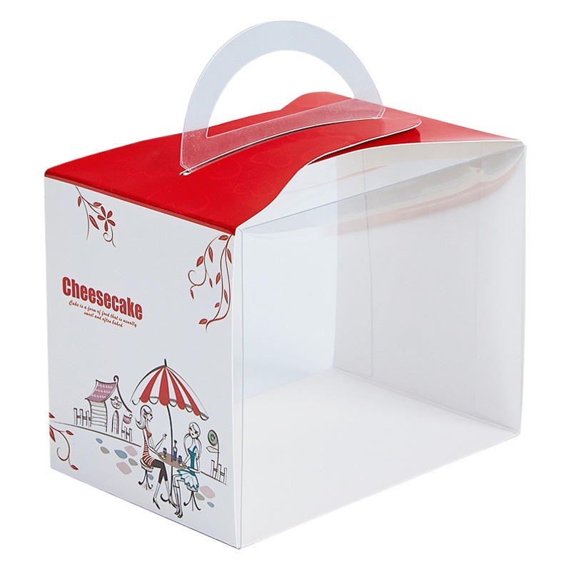 Triangle dessert portable mousse Box takeaway Western pastry packing box transparent dessert cut cake baking box