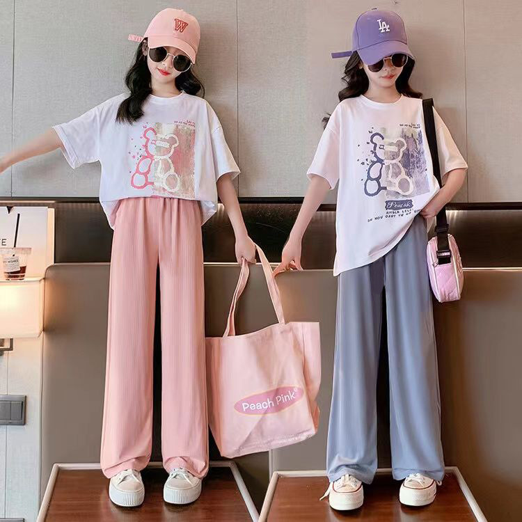Picture of Girls Short-Sleeved T-Shirt Suit Summer 2025 New Girls Clothes Kidsren Summer Girls Clothes Girls Big Kidsren Summer Clothes