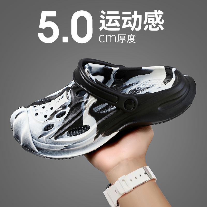 2025 New Croc Shoes Men's Sandals Summer Breathable Thick-Soled Sports Wading Slippers Can Be Weared Outside Rafting Wholesale