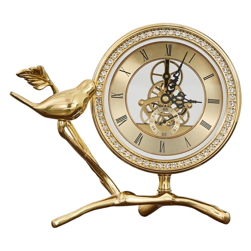 2025 European Style Accessible Luxury High-End Clock Ornaments Creative Living Room Swinging Mechanical Small Clock Crafts Wholesale Factory