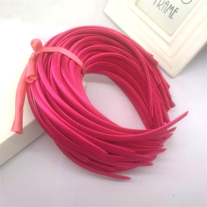 Picture of 10mm Candy-Colored Cloth-Wrapped Thickeneded Headband DIY Hairband Material Hair Accessories 1cm Satin Set Cloth Headband