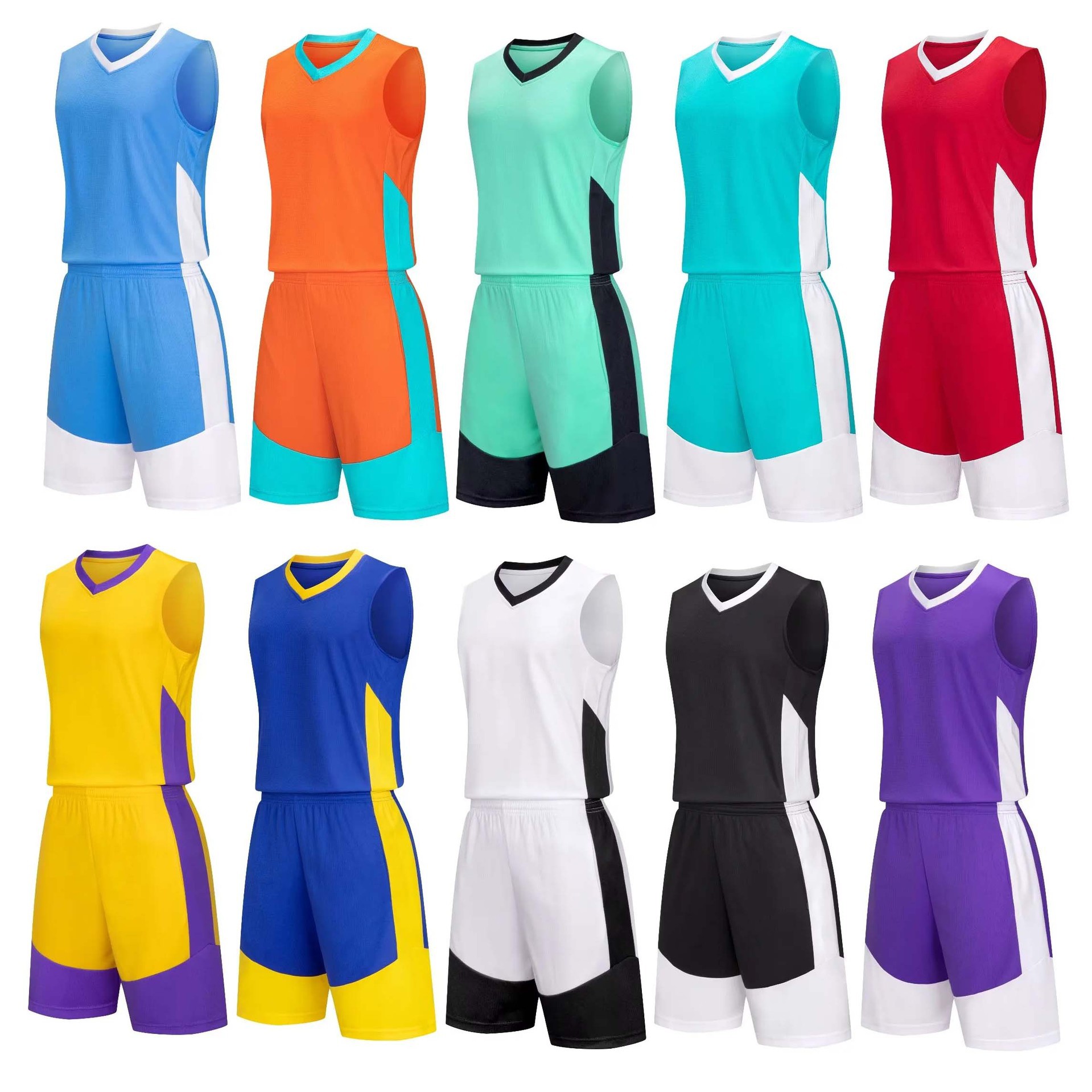 Wholesale Basketball Uniforms with Double Side Pockets, Basketball Uniforms, Men's Training Uniforms, Group Purchase Printed Numbers, Adult and Children's Suits, Jerseys