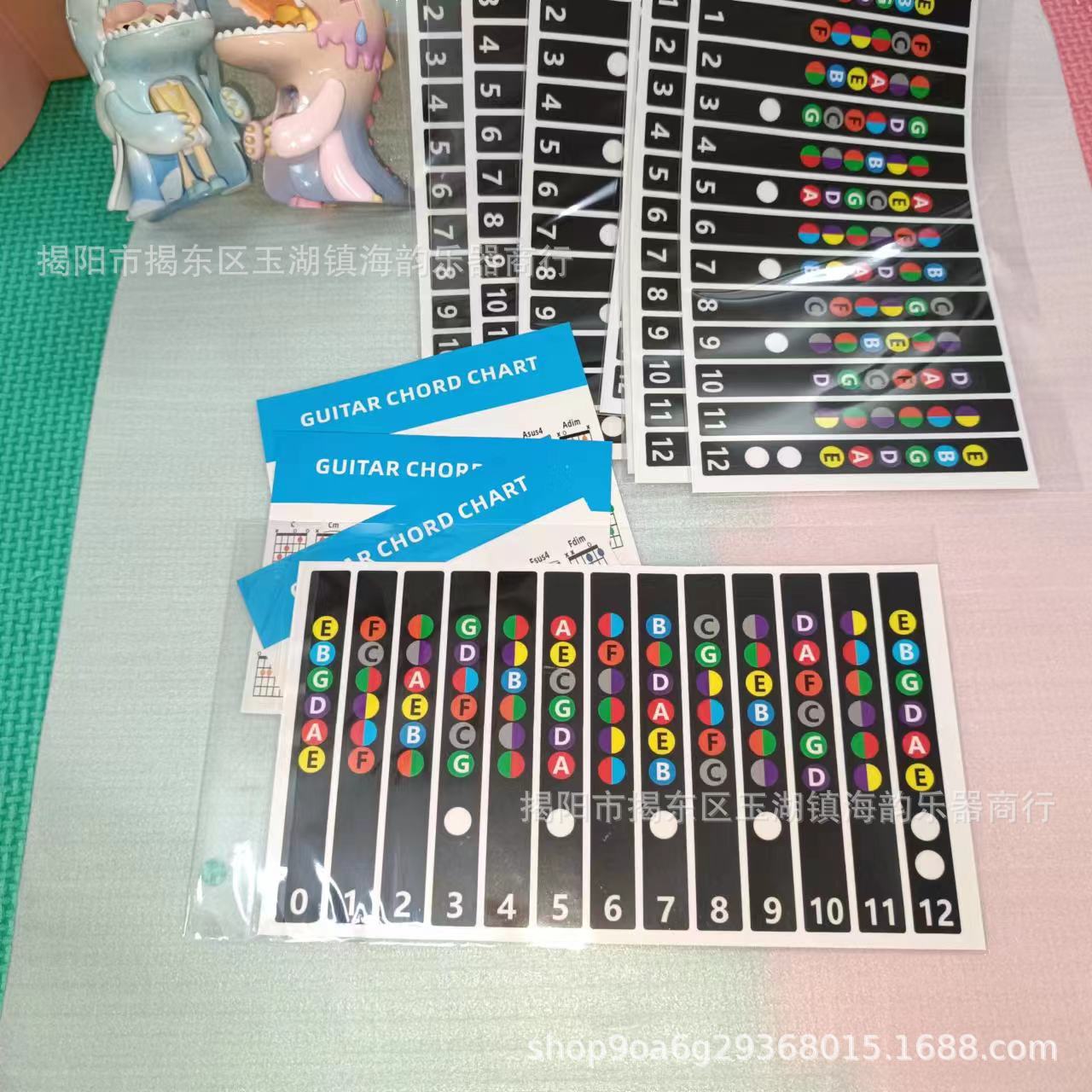 12-piece guitar fingerboard scale stickers beginner practice acoustic guitar stickers chord fingering figure small cardboard