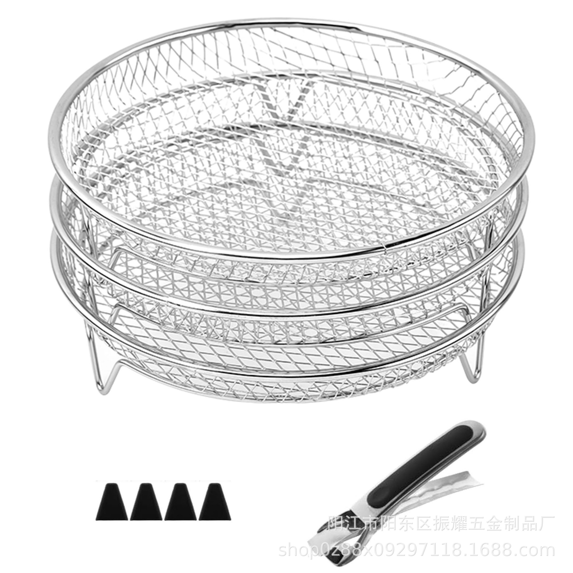 Picture of Multifunctional Air Fryer 304 Stainless Steel Edging Process Accessories Grill Steam Rack Multi-Layer Universal Kitchen Utensils