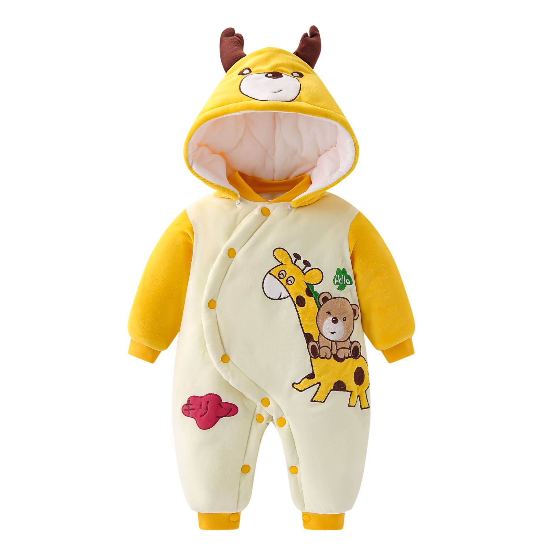 Picture of Baby Jumpsuit quilted super cute romper newborn cute cartoon clothes hooded baby romper