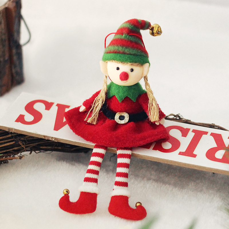 Cross Border in stock Christmas Decorations Ins Cauchy Wind Elf Doll Hanging Christmas Tree Pendant