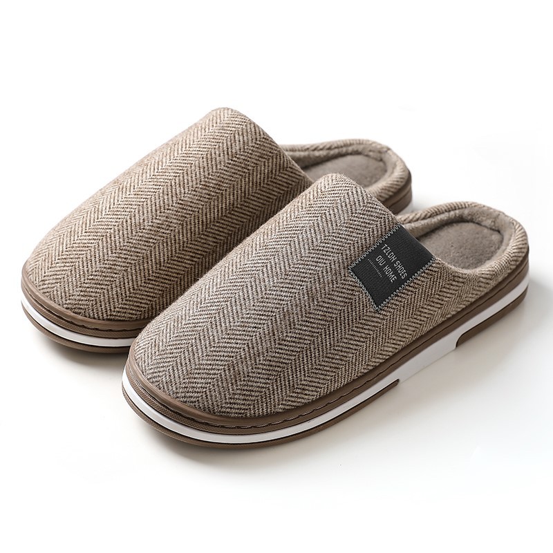 Picture of Home Cotton Slippers for Men, Autumn and Winter Thick-Soled Non-Slip Indoor Warm Plush Slippers for Women, Comfortable at Home