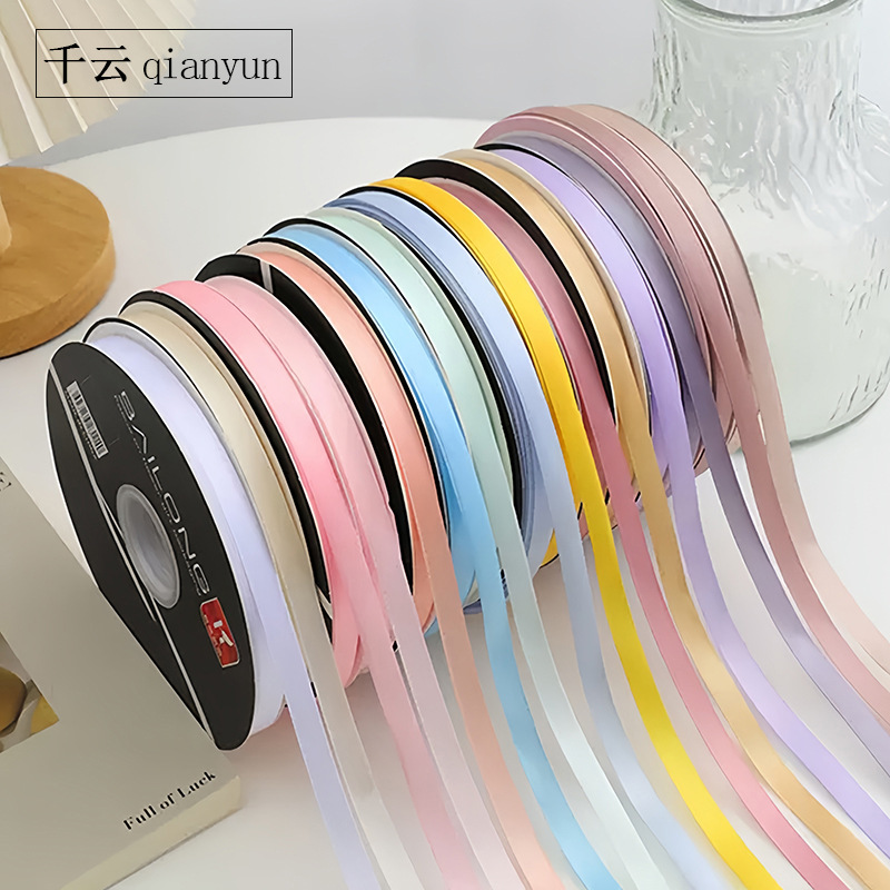Wholesale 100 yards solid color polyester ribbon 1.0cm bow ribbon cake shop floral tie bouquet gift box ribbon