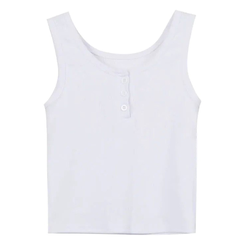 White Camisole Women's Ins Trbottomy Hong Kong Style Sleeveless I-Shaped Inner Wear Pure Color Outer Wear Short Bottoming Top