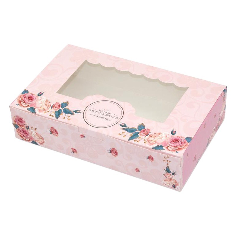 Pink Rose Window 2/4/6 Pack 63g-80g Moon Cake Box Snow Mei Niang West Point Box Egg Tart Packaging Box