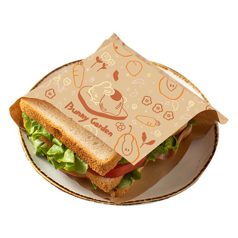 ins Style Hamburger Packing Paper Bag Disposable Oil-proof Paper Hand Grasp Pancake Packing Baking Household Sandwich Packing