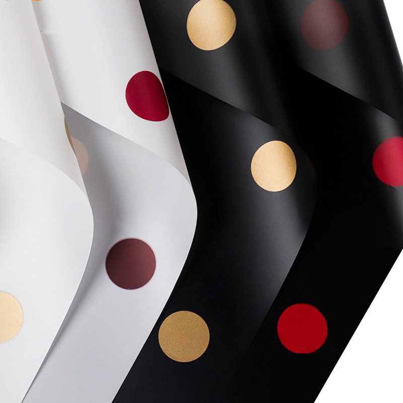 Polka Dot Caramel Film Polka Dot Wrapping Paper Flower Material Korean Bouquet Wrapping Paper Flower Shop Floral Material Wholesale