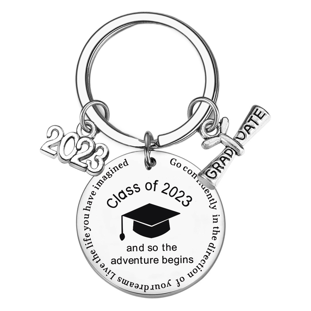 2023 new class of stainless steel keychain with scroll opening ceremony gift graduation season gift