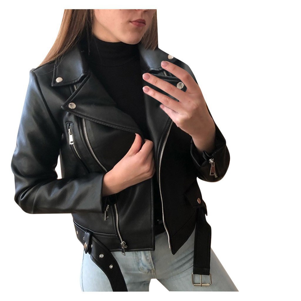 Picture of Leather Coat Women's New Top Autumn Short Spring Korean PU Biker Wear Slim-Fit Winter Leather Jacket