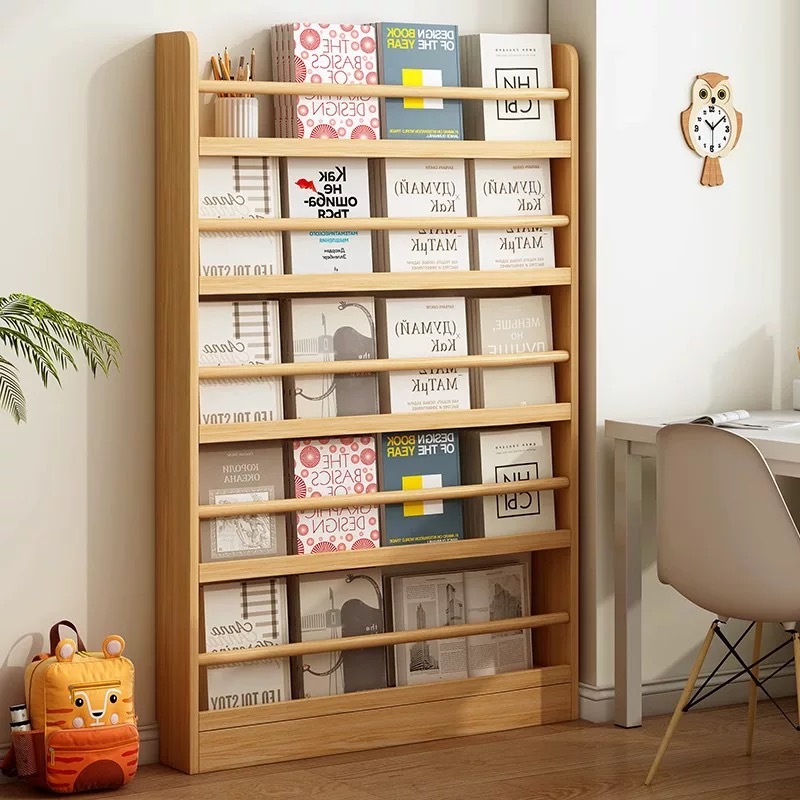 Behind the door, storage shelf, solid wood bookshelf, home bedroom shelf, wall-to-ceiling multi-layer storage wall-mounted children's bookcase