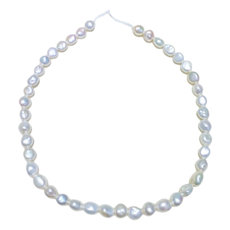DIY Raw Material Beaded 7mm Baroque Broken Silver Freshwater Non-nuclear keshi Pearl Through Hole Semi-finished Material