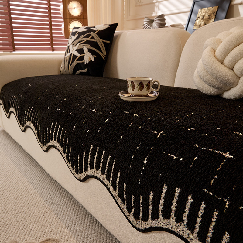 Advanced sense special-shaped sofa cushion autumn and winter 2025 new non-slip plush one-piece leather sofa cover cross-border exclusive