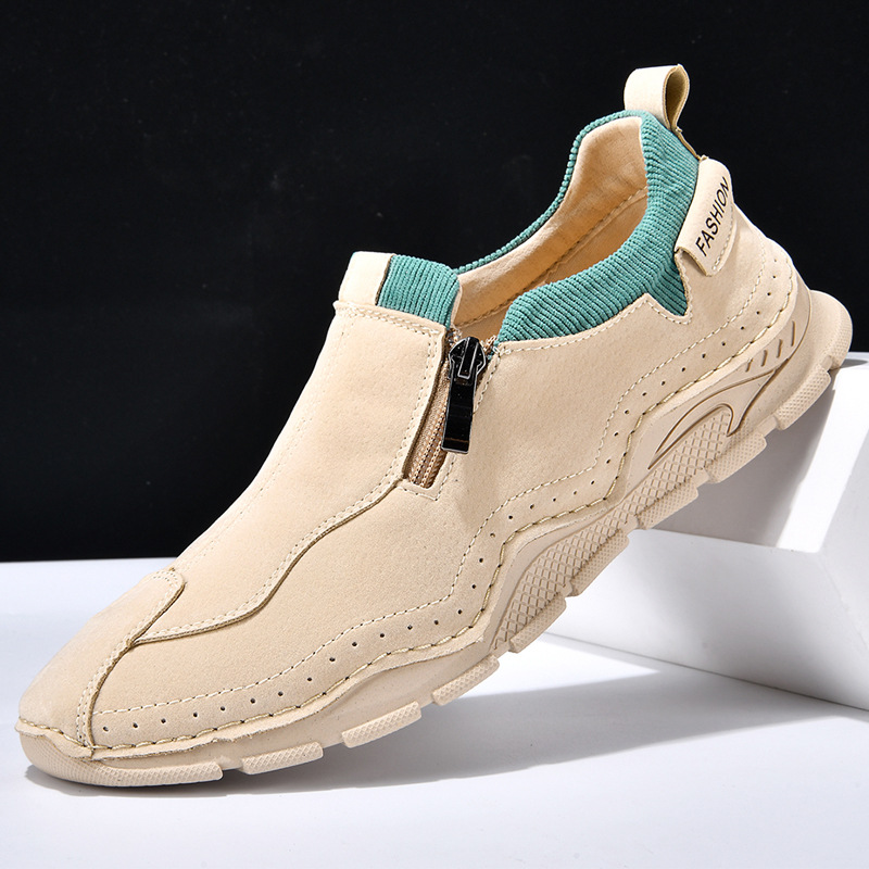Cross-Border Amazon Popular Men's Shoes Spring and Autumn Hand-Stitched Outdoor Sports and Casual Shoes Men's Flat-Soled Driving Shoes