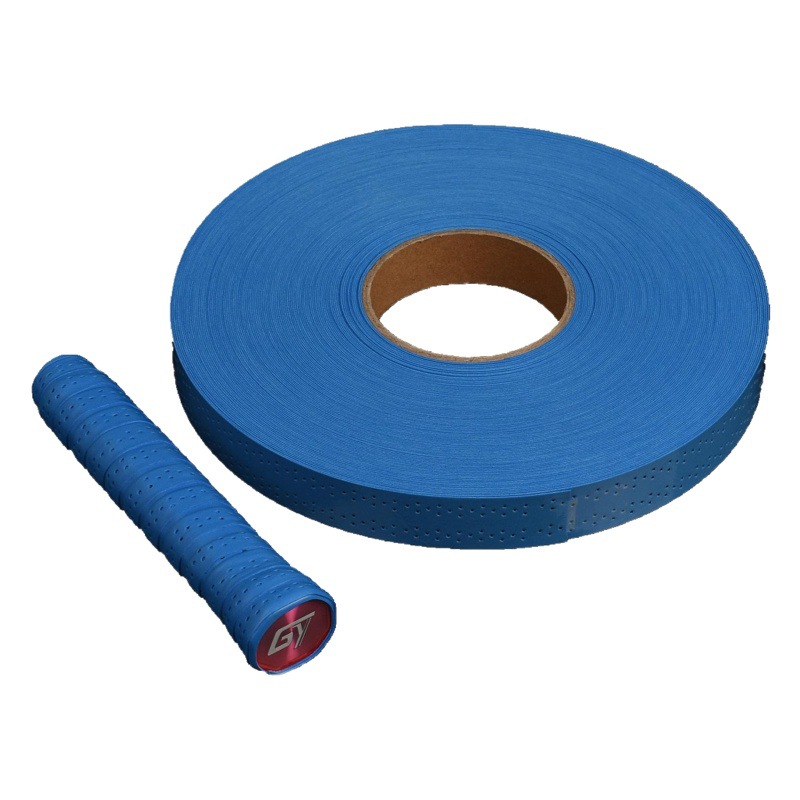 Cross-Border Hot Selling Large Plate Hand Glue Flat 45m Pu Large Plate Punched Coated Breathable Sweat-Absorbent Belt Badminton Racket Hand Glue