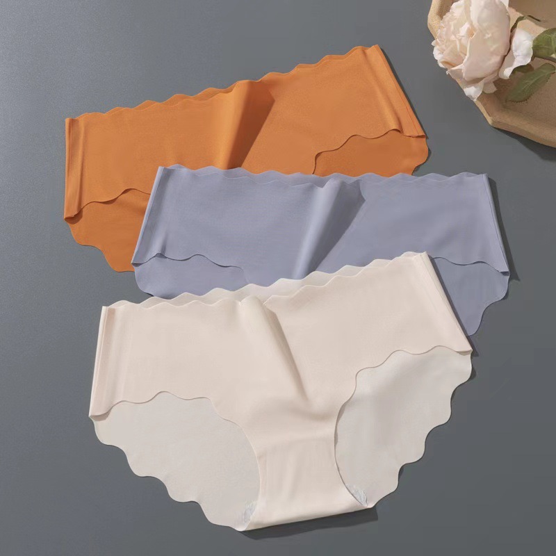 Picture of One-Piece Ice Silk Seamless Mid-Waist Underwear for Women, Wavy Butt Lift, Tummy Control, Pure Desire, Sexy and Cute Triangle Shorts