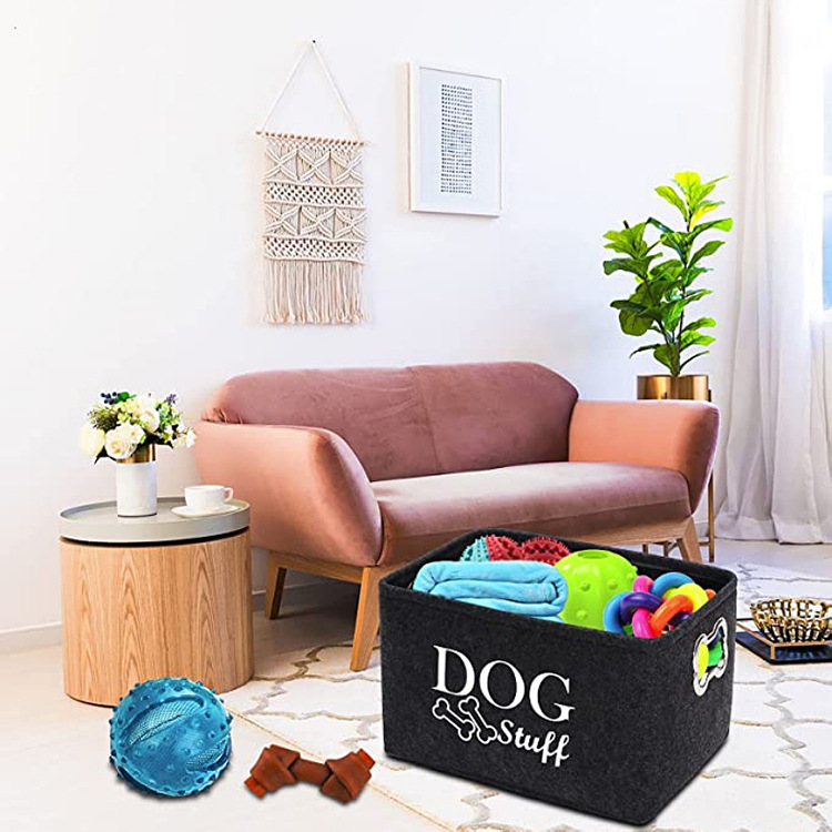 Pet supplies storage basket pet toy dog toy box cat and dog toy storage box with metal handle