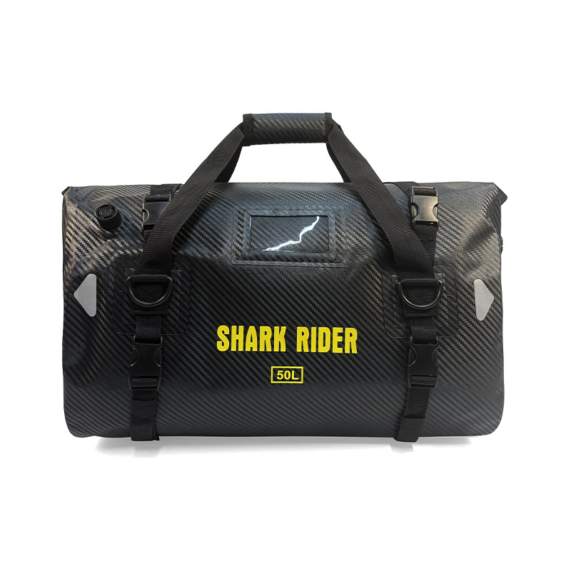 Picture of Modified strap pvc yellow night reflective horizontal bag outdoor camping riding pack waterproof motorcycle tail bag