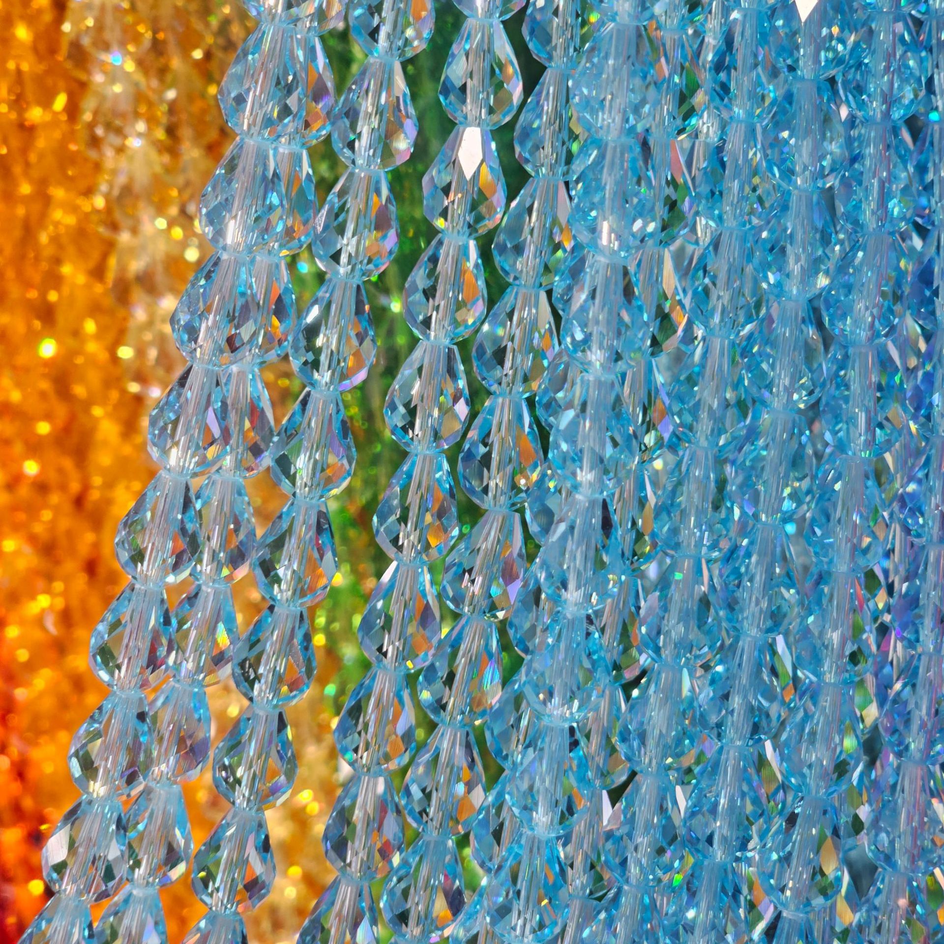 Picture of K9 Crystal through hole water drop cut surface dripping loose beads DIY handmade accessories beaded mobile phone chain bracelet hairpin