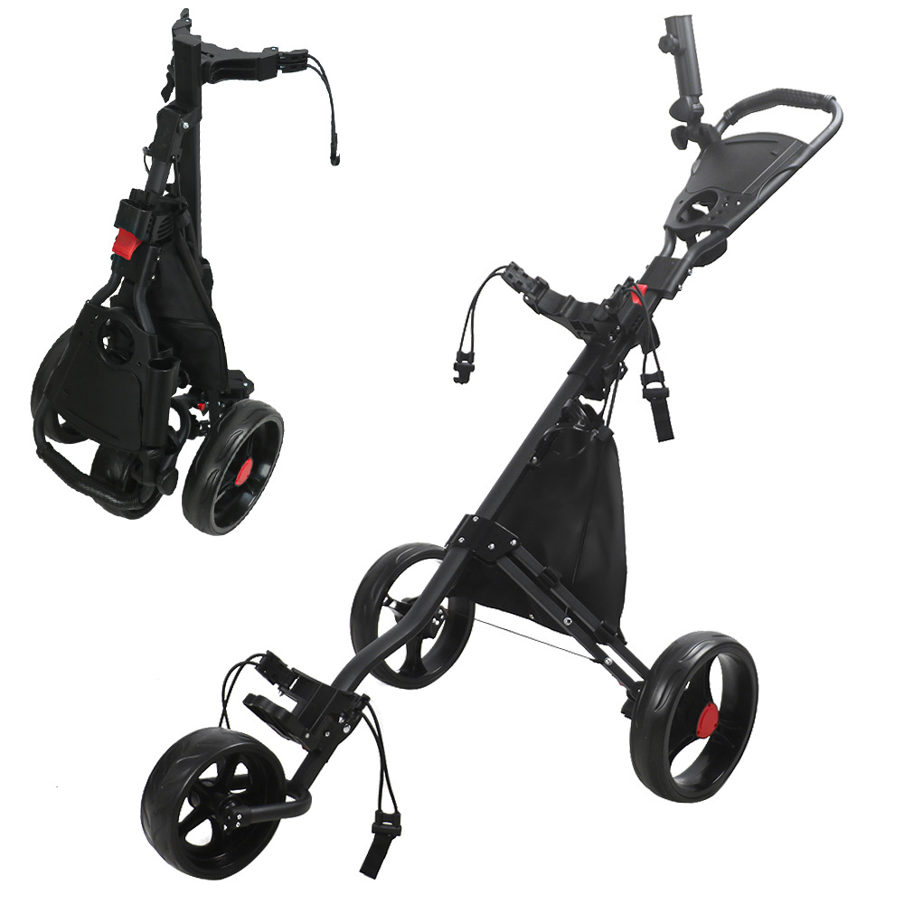 Golf bag three-wheeled foldable aluminum alloy trolley portable golf course supplies