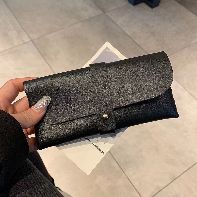 Picture of Black Simple Glasses Clutch Sunglasses Storage Box PU Leather Sunglasses Bag Portable Pressure Resistant Advanced Glasses Case