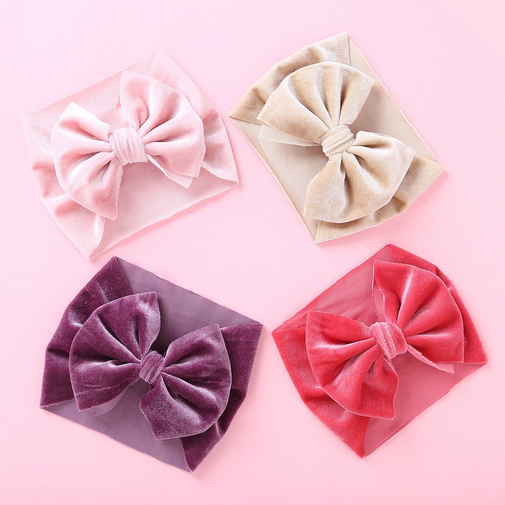 Cross-border Autumn and Winter Bag Ears Bohemian Children's Hair Band Multicolor Baby Velvet Bow Headband Baby Hair Accessories