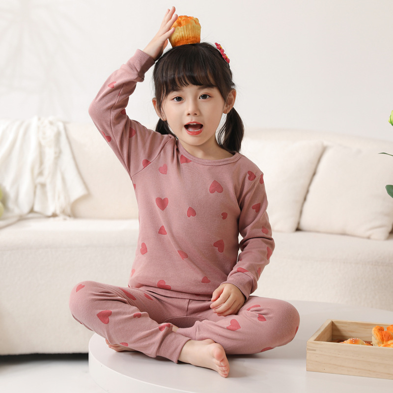 Picture of 2024 Autumn and Winter Children's Round Neck Pure Cotton Home Clothes Pajamas for Boys and Girls Cartoon Autumn Clothes and Autumn Pants Bottoming Underwear Set