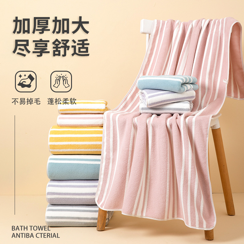 2025 New Candy Color Piano Strip Coral Velvet Absorbent Face Towel Face Towel Wholesale Home Bath Large Bath Towel