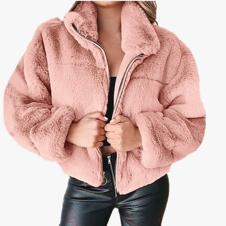 Picture of 2024 cross-border Amazon explosions European and American women's autumn and winter rabbit fur zipper cardigan plush warm coat