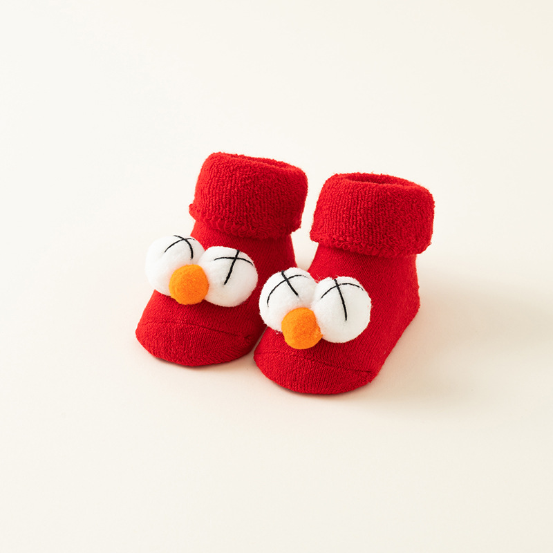 Picture of Newborn baby socks autumn and winter baby warm fleece-lined red terry non-slip Christmas floor socks toddler socks wholesale