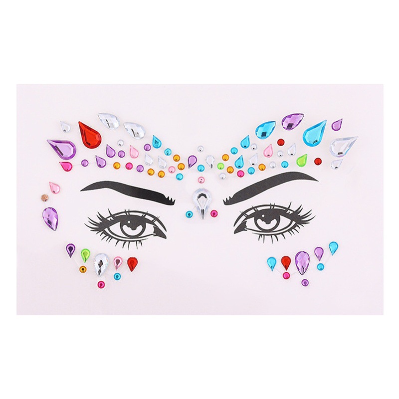 Cross-Border Exclusive Supply of Party Rhinestone Stickers for Eyes, Eyebrows, Colorful Diamond Decorations, Nail Stickers, Decorative Flowers, Music Festival
