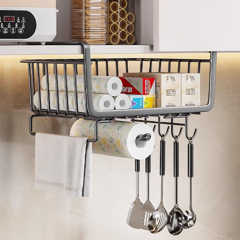 Kitchen Storage Inner Storage Rack Hanging Cabinet Cabinet Hanging Rack Punch-free Storage Rack Hanging Basket Wardrobe Door Artifact