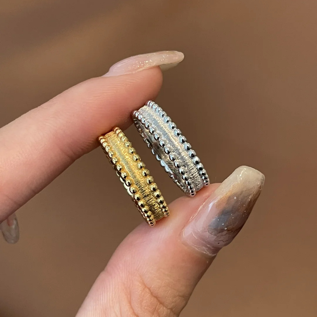vintage Antique Wire-drawing Ball Row Ring Niche Light Luxury Exquisite Retro All-match Stacked Ring for Women