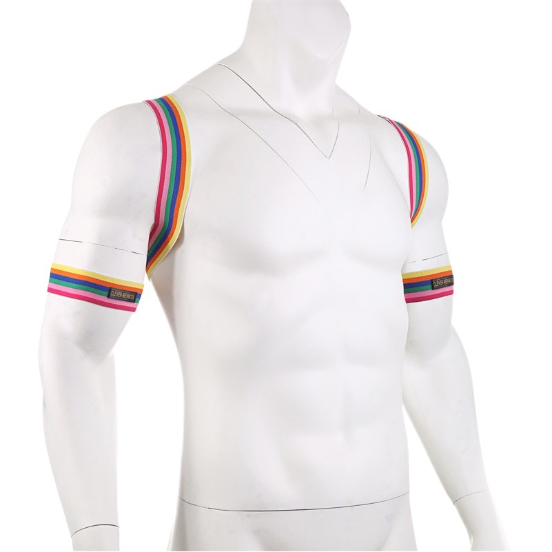 European and American Men's Bar Sexy Performance Bondage Eaby Camouflage Chest Strap Macho Performance Sm Rainbow Shoulder Straps