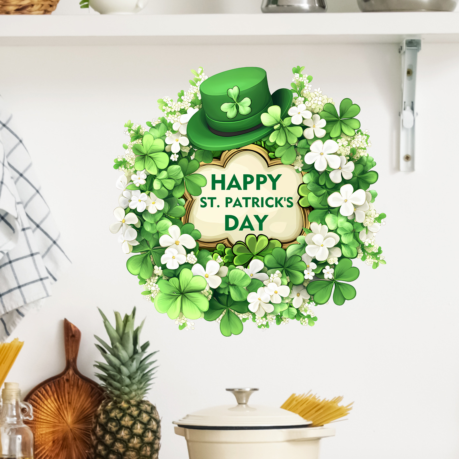 MS-G110 Cross Border Patrick Clover Flower Door Stickers Holiday Theme Party Wall Decorative Wall Stickers