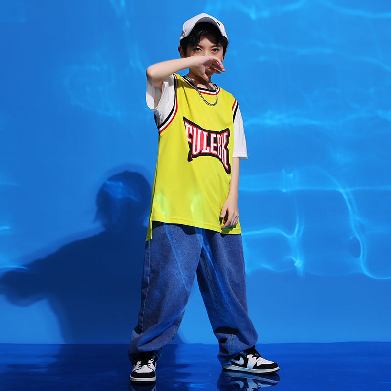 Picture of Children's Hip-Hop Fashion Clothes Boys' Hip-Hop Fashion Suit Trendy Brand Women's Children's Clothing Handsome Show Costume June 1