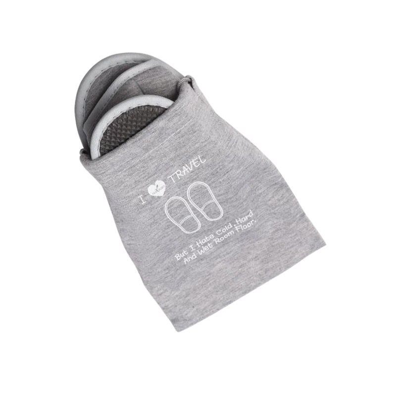 Travel portable disposable folding slippers hotel cotton slippers printing unisex indoor black gray