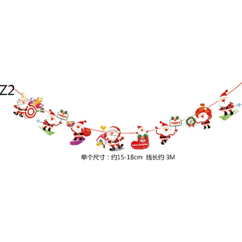 Picture of Christmas Decorations Christmas Pull Flag Hanging Flag Holiday Banner Party Decoration Paper Cartoon Christmas Pull Flower String Flag