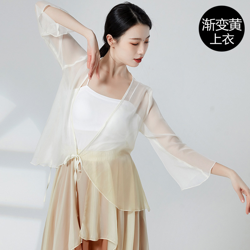 Picture of Body Body Rhyme Gradual Yarn Clothing Chinese Dance Elegant Top Women's Performance Clothing Practice Clothing Cardigan Classical Dance Clothing